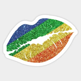Bright Rainbow Ombre Faux Glitter Lips Sticker
